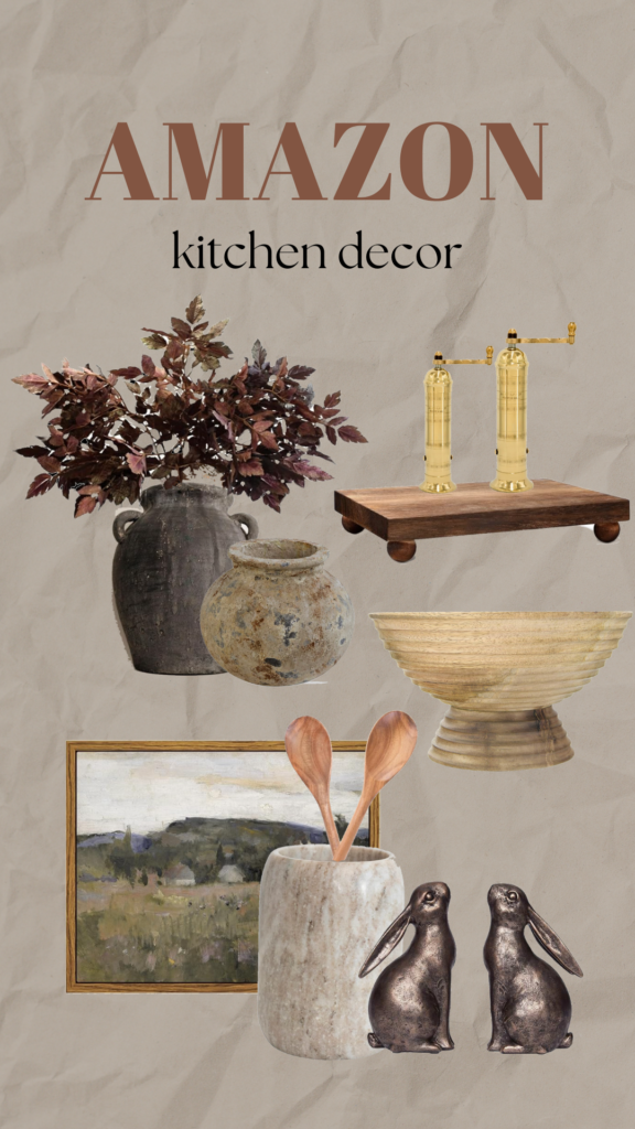 mood board of amazon home decor for the kitchen