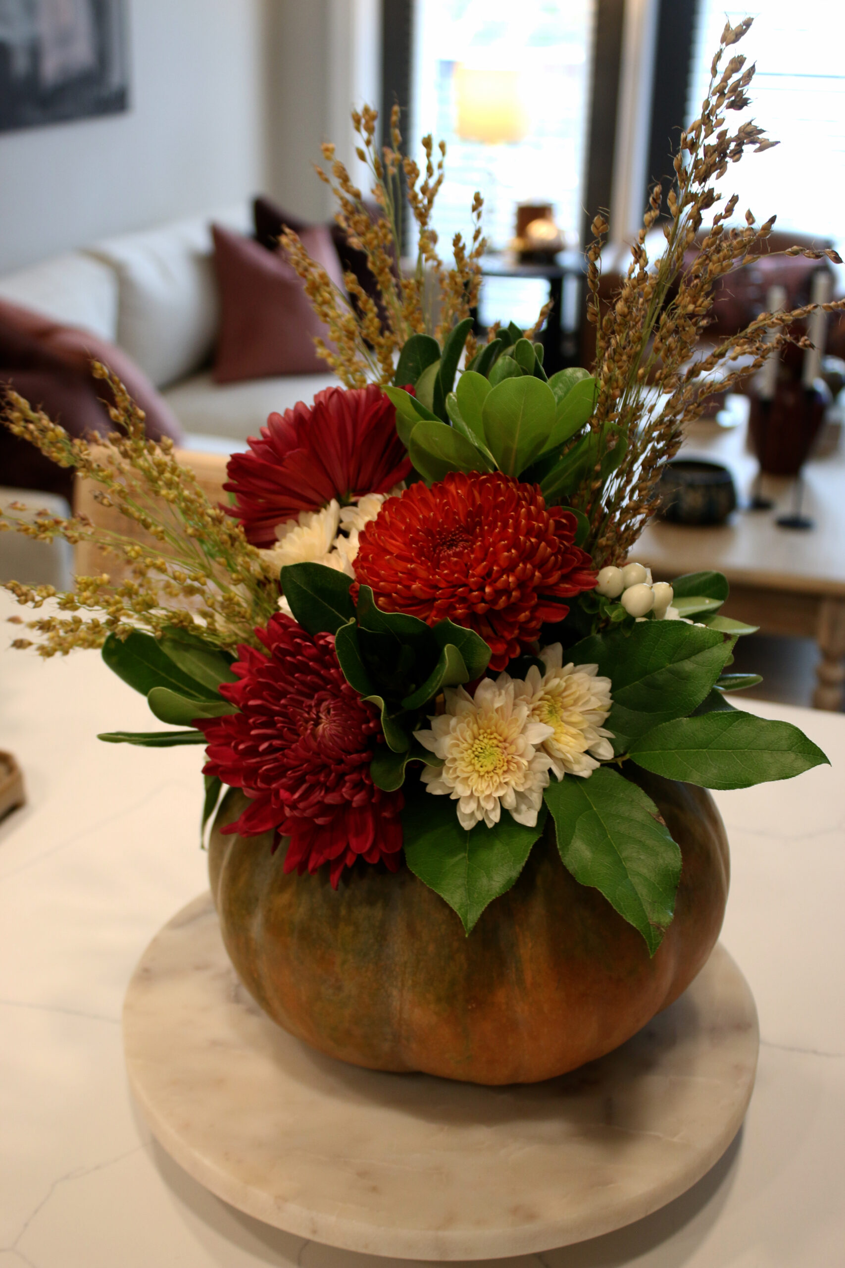 pumpkin floral arrangement